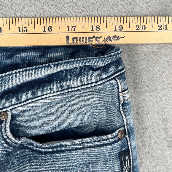 Silver Jeans Co Womens Jeans Distressed Frayed Hem Cropped Bootcut Size 38x27 - Picture 10 of 13